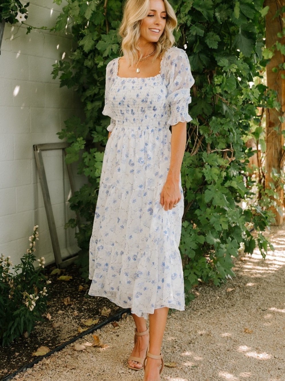 Baltic Born Fabian Jacquard Midi Dress | Blue Floral Size SS - Picture 5 of 5